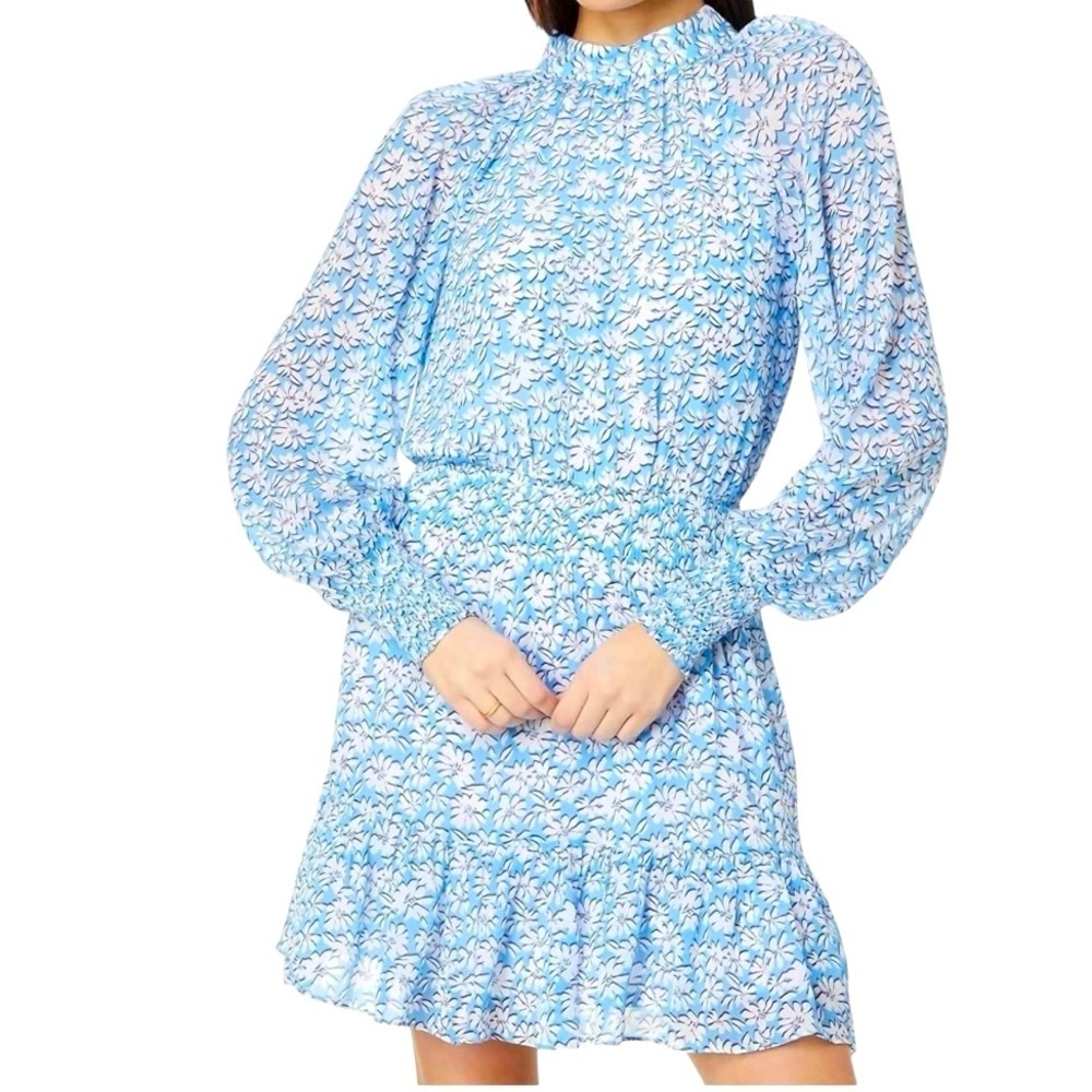 LILLY PULITZER Ellielynn Long Sleeve Smocked Waist Floral Dress Size 4 NEW